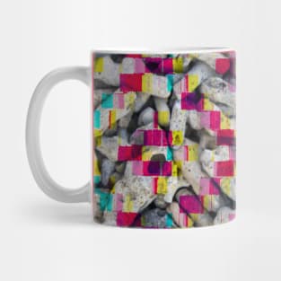 Glitch Colour Pebbles on Beach Funk Pattern Mug